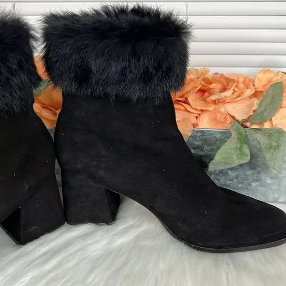 SCHUTZ Ketlyn Fur Trim Suede Boots Sz 10