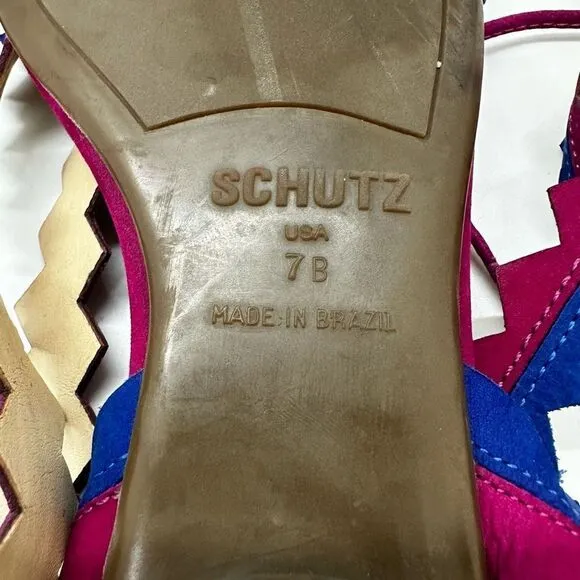 Schutz Leila Zig Zag Ankle Wrap Tassel Sandals