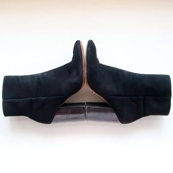 SCHUTZ Ravan Black Suede Leather Block Heel Ankle Boots / Booties Size 7.5