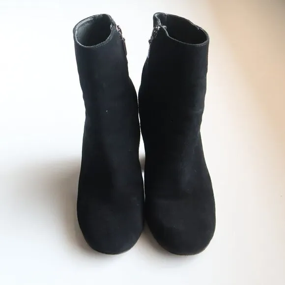 SCHUTZ Ravan Black Suede Leather Block Heel Ankle Boots / Booties Size 7.5