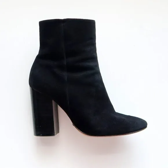 SCHUTZ Ravan Black Suede Leather Block Heel Ankle Boots / Booties Size 7.5