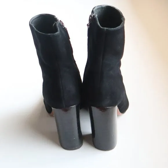 SCHUTZ Ravan Black Suede Leather Block Heel Ankle Boots / Booties Size 7.5
