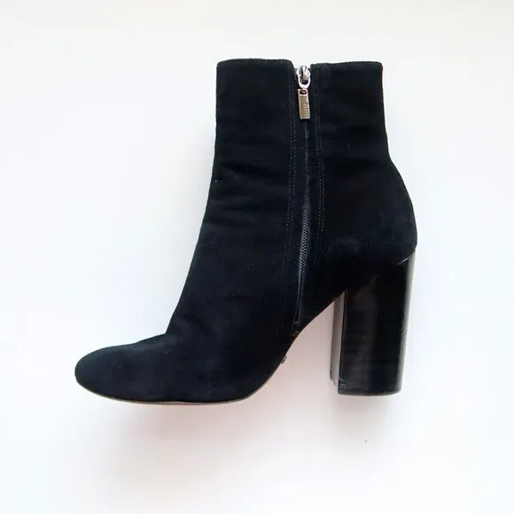 SCHUTZ Ravan Black Suede Leather Block Heel Ankle Boots / Booties Size 7.5