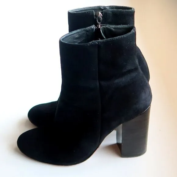 SCHUTZ Ravan Black Suede Leather Block Heel Ankle Boots / Booties Size 7.5