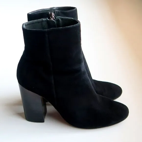SCHUTZ Ravan Black Suede Leather Block Heel Ankle Boots / Booties Size 7.5