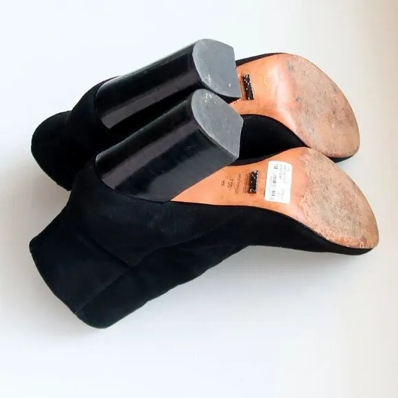 SCHUTZ Ravan Black Suede Leather Block Heel Ankle Boots / Booties Size 7.5