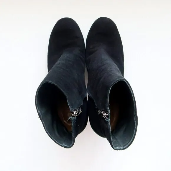 SCHUTZ Ravan Black Suede Leather Block Heel Ankle Boots / Booties Size 7.5