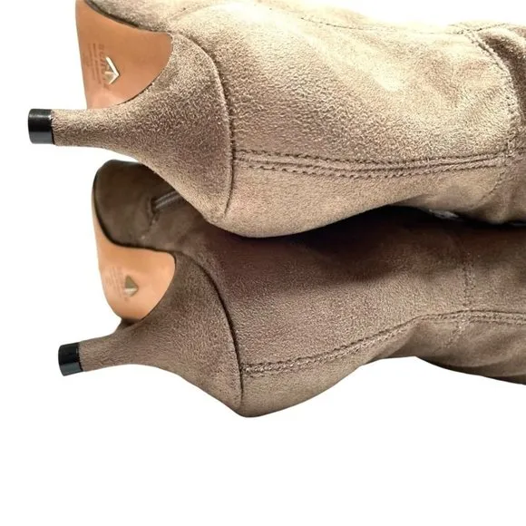 SCHUTZ S HELGA KITTEN HEEL OVER/KNEE WINTER SUEDE STRETCH BOOTS IN BEIGE…
