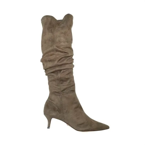 SCHUTZ S HELGA KITTEN HEEL OVER/KNEE WINTER SUEDE STRETCH BOOTS IN BEIGE…
