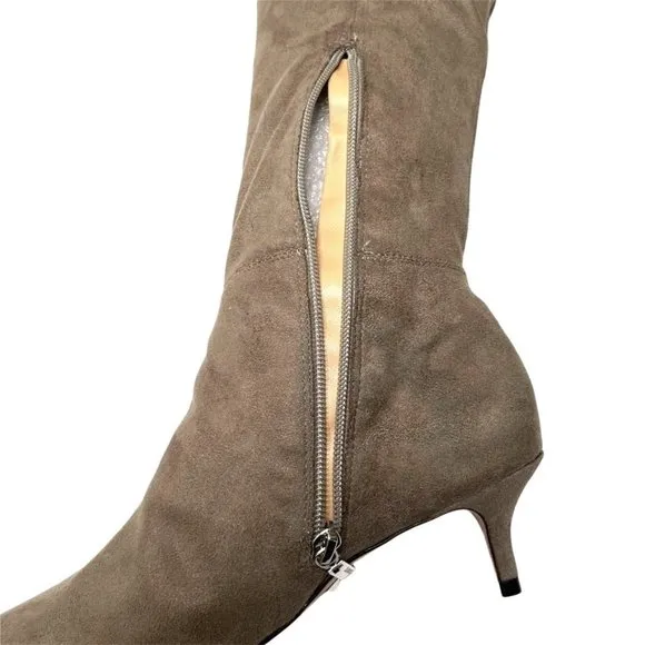 SCHUTZ S HELGA KITTEN HEEL OVER/KNEE WINTER SUEDE STRETCH BOOTS IN BEIGE…