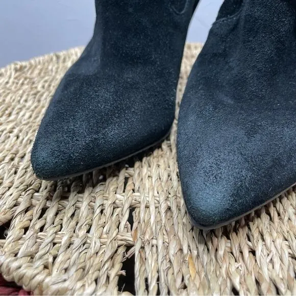 SCHUTZ Slouchy Booties Womens Size 8 Black Nubuck Leather Dalya Heeled Boots
