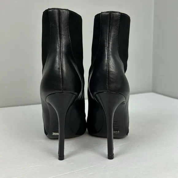 SCHUTZ Suede and Leather Pointy Toe Lace Up Heeled Ankle Boots Sz 8