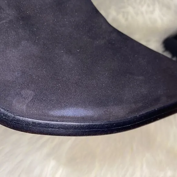 Schutz Teia Embellished Harness Suede Black Ankle Boots Size 6.5