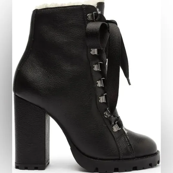SCHUTZ | Zara Winter Ankle Heeled Boots Fur Lined Size 8.5