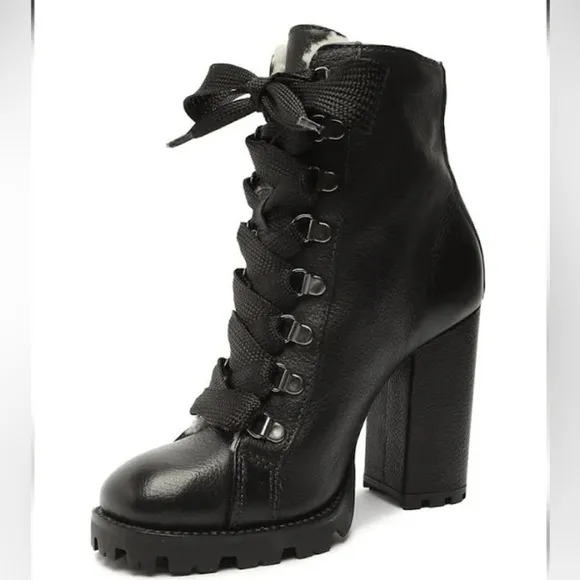 SCHUTZ | Zara Winter Ankle Heeled Boots Fur Lined Size 8.5