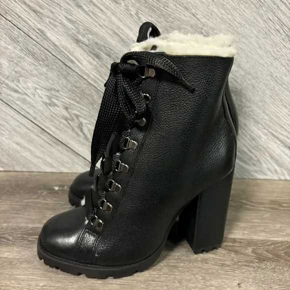 SCHUTZ | Zara Winter Ankle Heeled Boots Fur Lined Size 8.5