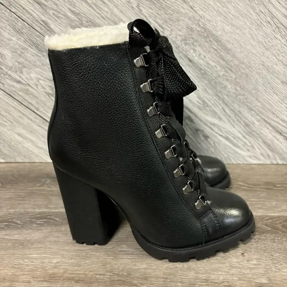 SCHUTZ | Zara Winter Ankle Heeled Boots Fur Lined Size 8.5