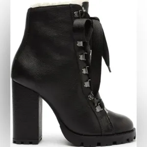 SCHUTZ | Zara Winter Ankle Heeled Boots Fur Lined Size 8.5