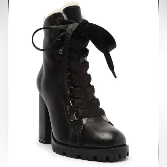 SCHUTZ | Zara Winter Ankle Heeled Boots Fur Lined Size 8.5