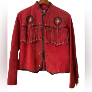 Scully red suede western fringed jacket