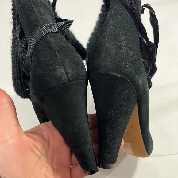 SEE BY CHLOE SUEDE AND KNIT LACE UP ANKLE BOOTS