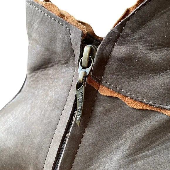 Sergio Tomani Leather Zip Moss Brown Ankle Boots - Size 38