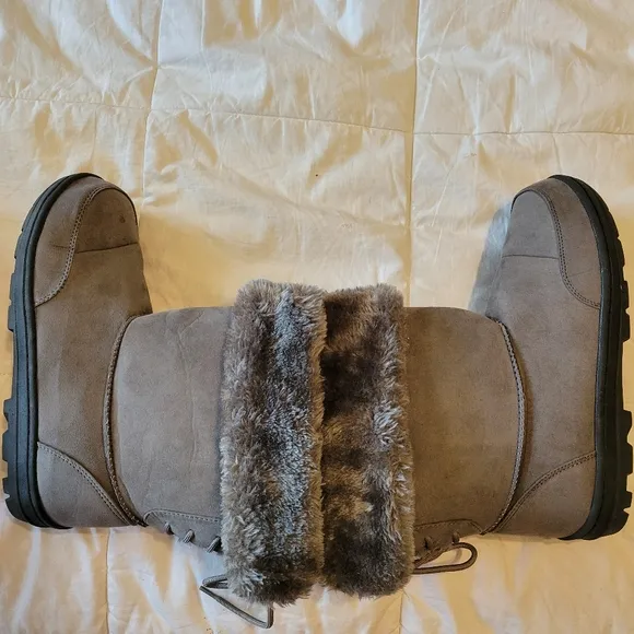Seven dials women's faux Fur Cuffed Allie Suede gray Boots size 10