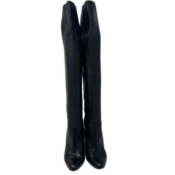 Seven for all mankind Tall black leather boots US 7.5M BoxO Stiletto