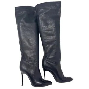 Seven for all mankind Tall black leather boots US 7.5M BoxO Stiletto