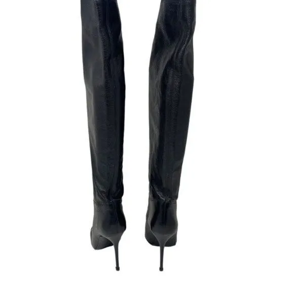 Seven for all mankind Tall black leather boots US 7.5M BoxO Stiletto