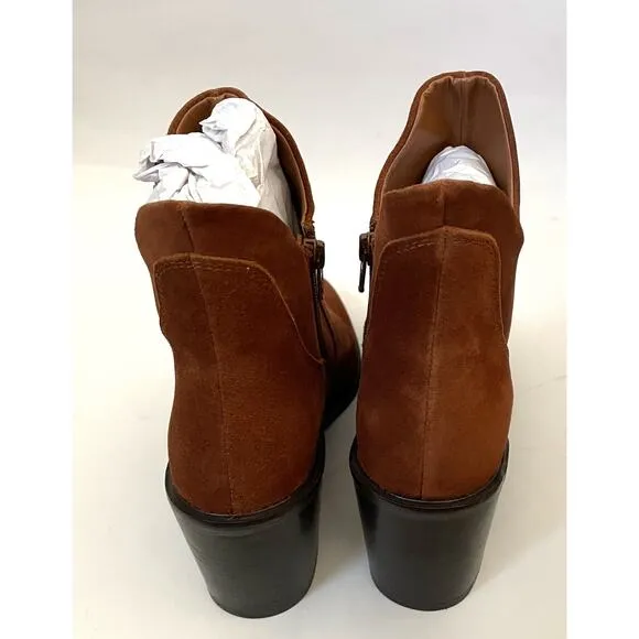 Seychelles Leather Suede Heeled Ankle Boots Brown Size 9 NEW