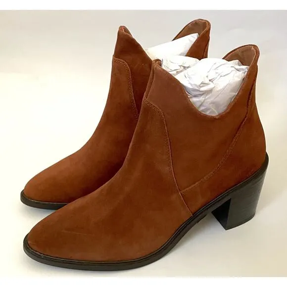 Seychelles Leather Suede Heeled Ankle Boots Brown Size 9 NEW