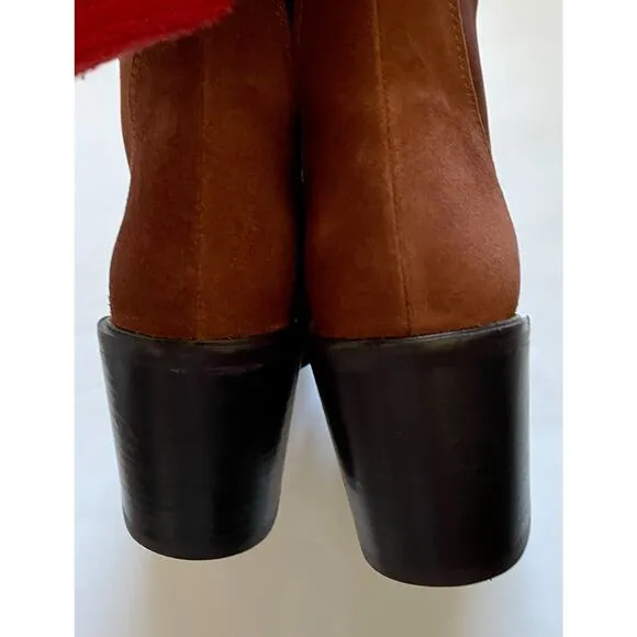 Seychelles Leather Suede Heeled Ankle Boots Brown Size 9 NEW