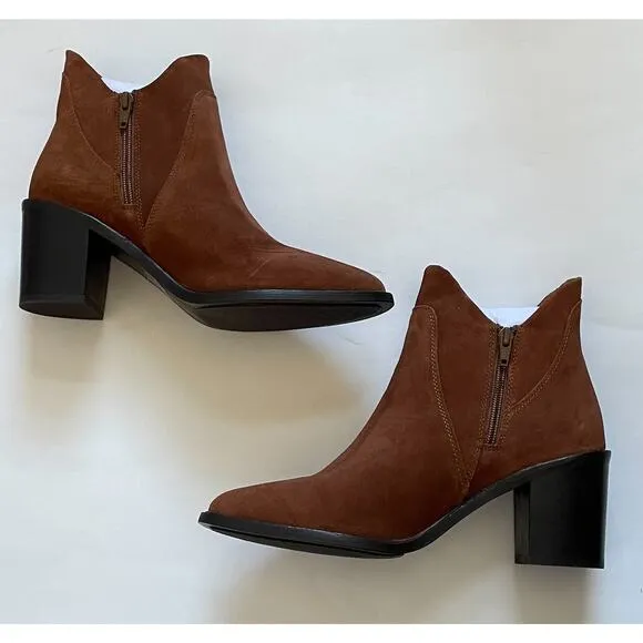 Seychelles Leather Suede Heeled Ankle Boots Brown Size 9 NEW