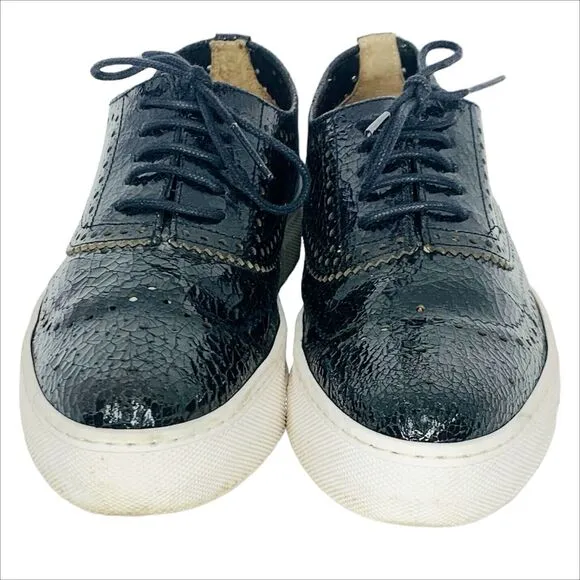 Shellys London Kimmie Black Perforated Leather Oxford Sneakers Shoe EU 37 US 6.5