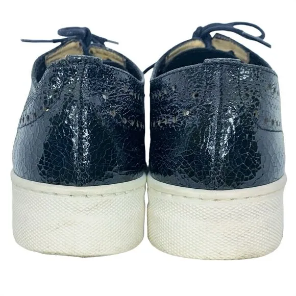 Shellys London Kimmie Black Perforated Leather Oxford Sneakers Shoe EU 37 US 6.5