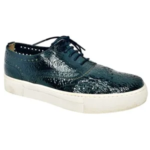 Shellys London Kimmie Black Perforated Leather Oxford Sneakers Shoe EU 37 US 6.5