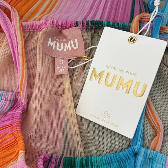 Show Me Your MuMu Sicily Mini Dress Ombre Pleated Knit Size Small