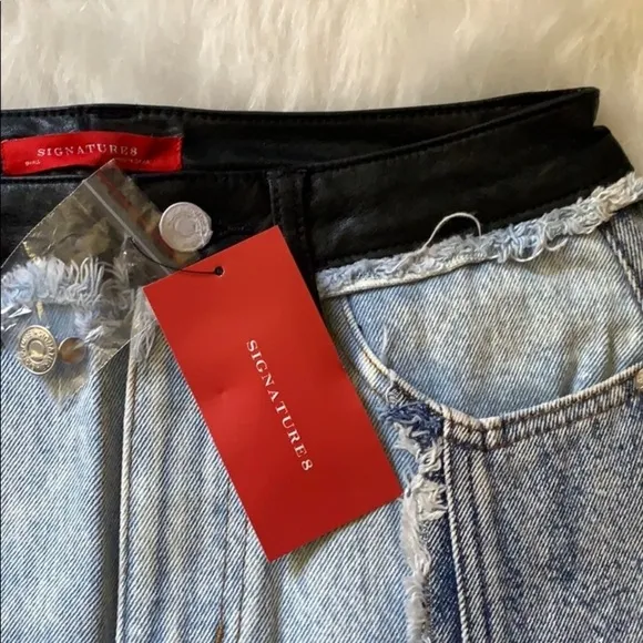 Signature8 Jean Skirt with Plaid And Leather