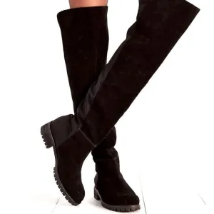 Silence   Noise Over the Knee Suede Lug Sole Boots