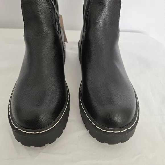 SINCERELY JULES BLACK COMBAT BOOTS FAUX LEATHER ZIPPER WOMENS NWT (8.5)