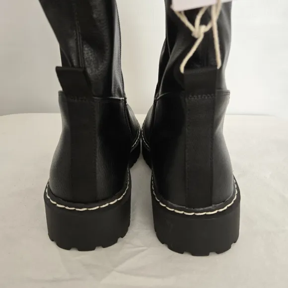SINCERELY JULES BLACK COMBAT BOOTS FAUX LEATHER ZIPPER WOMENS NWT (8.5)