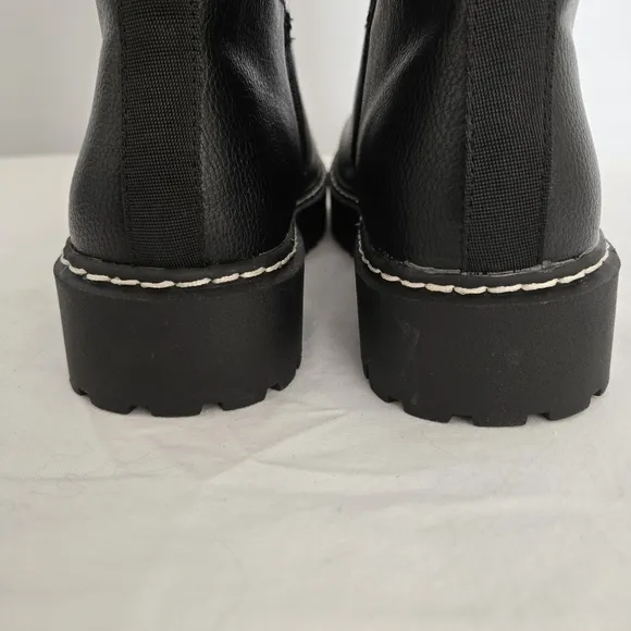 SINCERELY JULES BLACK COMBAT BOOTS FAUX LEATHER ZIPPER WOMENS NWT (8.5)