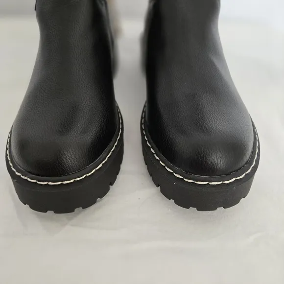 SINCERELY JULES BLACK COMBAT BOOTS FAUX LEATHER ZIPPER WOMENS NWT (8.5)