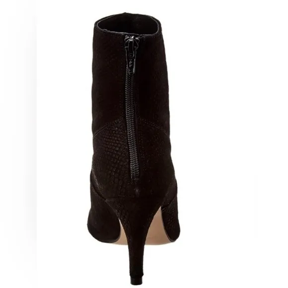 Size 8.5 Free People Willa Women's Ankle Black Suede Leather Snake Skin Booties