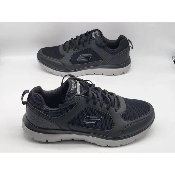 Skechers Mens Sport Wide Fit Memory Foam Athletic Shoes Size 9 Black Gray