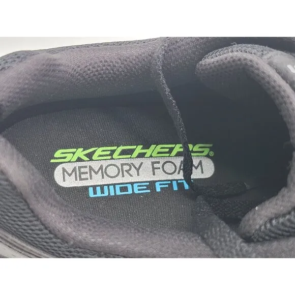 Skechers Mens Sport Wide Fit Memory Foam Athletic Shoes Size 9 Black Gray