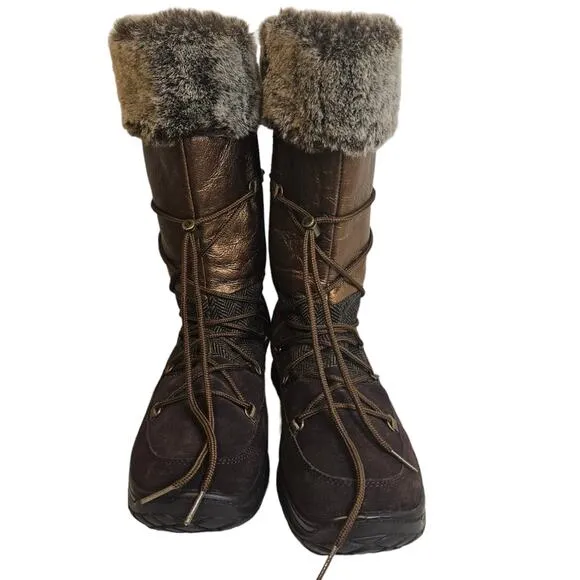 Skechers mid calf suede and patchwork microfiber textile Boots. Size 11