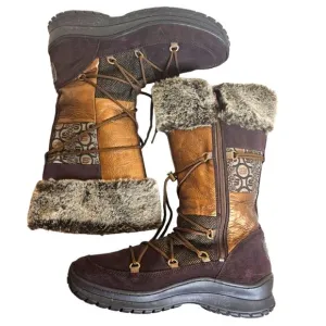 Skechers mid calf suede and patchwork microfiber textile Boots. Size 11