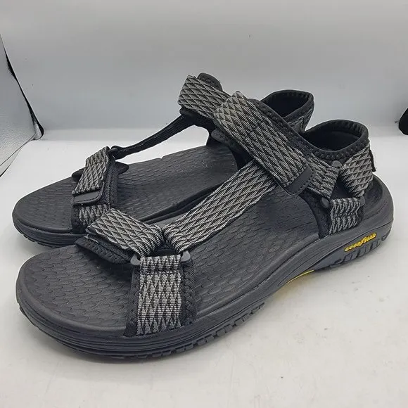 Skechers Relaxed Fit Mens Size 10 Solid Black Lomell Rip Tide Sandals 204351